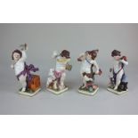 A set of four Continental porcelain allegorical figures to include one holding a cornucopia, 22cm