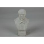 A Parian ware bust of William Shakespeare, initialled HKL, 10.5cm high