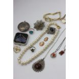 A quantity of silver jewellery, costume jewellery and two watches