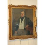 19th century, probably Portuguese school, portrait of a gentleman dressed in white waistcoat and