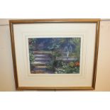 Norman Battershill RBA ROI (b.1922), garden view with fountain, 'Summer Shadows', pastel, signed,
