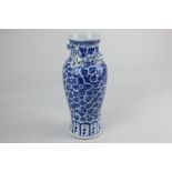 A Chinese blue and white porcelain baluster vase, the top with applied sinuous dragon, and floral