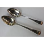 A George III silver tablespoon with bright cut engraved Old English pattern handle, engraved