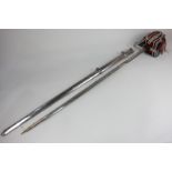 A replica Scottish basket hilt sword with scabbard, blade 80.5cm