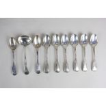 A set of six Victorian silver fiddle and thread pattern teaspoons, maker George Adams, London
