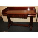 A Victorian mahogany library table, with rectangular shaped top, above frieze drawer, with end