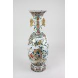 A Chinese porcelain baluster vase, with polychrome and gilt decoration depicting a pair of birds