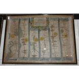 A John Ogilby strip road map, plate 28, The Road from London to Dover, published 1698, Baynton-