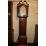 A George III oak longcase clock, the painted domed 12 inch dial with secondary dial and date