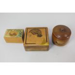 Two pieces of Victorian Mauchline Ware, a trinket box depicting Queens Hotel Eastbourne and a
