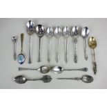A set of three Victorian silver apostle handles teaspoons, together with a collection of various