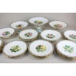 A 19th century Minton porcelain dessert service, the botanical design with hand painted floral