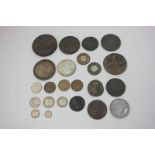 A George III 1786 Maundy three pence, an 1871 Maundy set, a U.S 1881 silver dollar, five U.S