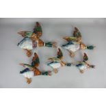 Five Beswick models of flying mallard ducks, of graduated size, 596/0, 596/1, 596/2, 596/3, and