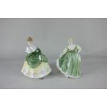 Two Royal Doulton models of ladies, both dressed in green gowns, comprising Soiree (HN 2312), and