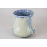A Ruskin pottery vase with floral design, numbered 1927, and dripped glaze, 13cm