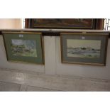 Georgina Ling NDD, two watercolours comprising a harbour view 'Old Bosham, Still Afternoon', 16cm by