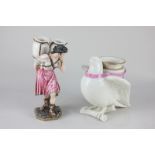 An early Royal Worcester porcelain figure of a female water carrier in classical attire, printed