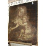 19th / 20th century school, Madonna and child, oil on canvas, unsigned, 91cm by 76.5cm, unframed (