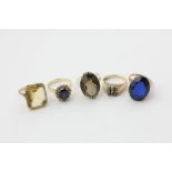 Five 9ct gold and gem set dress rings