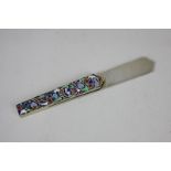 A Russian silver gilt and enamel page marker, with makers mark rk (Cyrillic) 10.5cm long