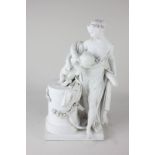 A Parian figure group of Cupid suckling at the breast of Hope (a/f), 31.5cm high