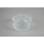 A Lalique clear and frosted glass ashtray with fluted decoration in raised relief, etched mark to