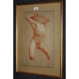 Attributed to Alfred Elmore (1815-1881), male nude, chalk study on paper, unsigned, 44cm by 26.5cm