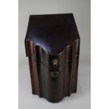 An early 19th century rosewood knife box with lion mask ring handle, star inlaid lid and fitted