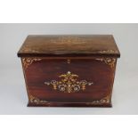 A 19th century inlaid rosewood writing slope and stationery box, containing various compartments and