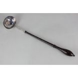 A George III silver punch ladle on turned hardwood handle, maker possibly James Phipps I, London