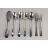 A set of four George III silver dessert spoons, maker Stephen Adams 1, London 1793, crested,