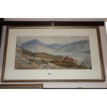 Edwin A Penley, mountainous landscape with later paper label verso, inscribed 'Buttermere Morning,