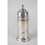 A George VI silver sugar shaker, marks worn, Birmingham 1938, 16cm high, 4oz