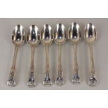 A set of six Victorian silver hourglass pattern teaspoons with engraved armorial terminals, maker