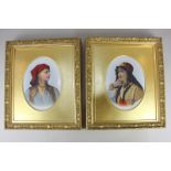 A pair of KPM Berlin porcelain plaques decorated with head and shoulder portraits of a Middle