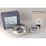 A Georg Jensen plated bonbonniere, egg shaped form, 13cm, together with a Georg Jensen plated bowl