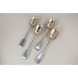 A set of four George V silver fiddle pattern tablespoons, maker Robert Stebbings, London 1913, 9.