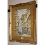 W C Way (late 19th / early 20th century), Dutch street scene, watercolour, signed, 37.5cm by 25.5cm