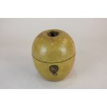 A Georgian style carved wooden tea caddy shaped as an apple, 13cm high