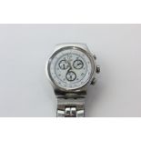 A steel Swatch bracelet watch, Irony chronograph with date