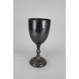 A George V silver trophy cup with knopped stem and circular base, maker Aynsley Brothers, Birmingham