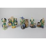 Five Chinese pottery figures of sages, tallest 16cm