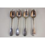 A set of four Victorian silver fiddle pattern tablespoons, maker John James Whiting, London 1838,