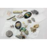 A small group of costume jewellery including earrings and brooches