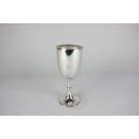 A Victorian silver goblet on knopped stem and circular base with beaded edge, indistinct makers