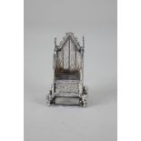 An Edward VII silver miniature model of the coronation throne from Westminster Abbey, makers