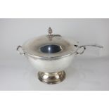 A silver plated on copper soup tureen and cover, the ladle marked Mappin Brothers