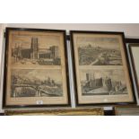 After J. Mynde, two 18th century engravings by T. Forster, each depicting two views of Durham; 'A