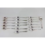 A set of six George V silver coffee spoons, maker Walker & Hall, Sheffield 1922, together with